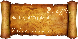 Matity Árpád névjegykártya